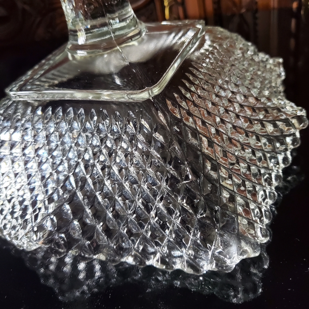 1950s L.E. Smith Diamond Point Ruffle Edged Compote - Picture 13 of 16